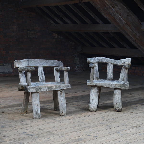 A Pair of Rustic Garden Chairs KONTRAST