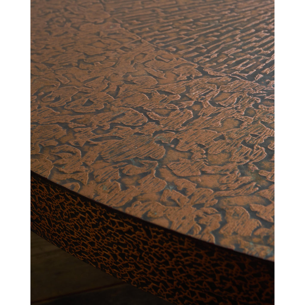 1970s Brutalist Coffee Table - Circular Etched Copper Top-Mid Century Tables-KONTRAST