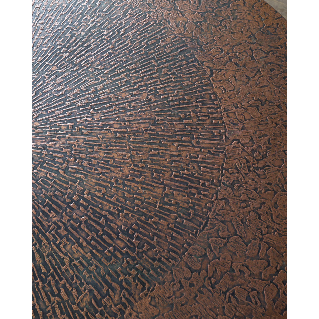 1970s Brutalist Coffee Table - Circular Etched Copper Top-Mid Century Tables-KONTRAST