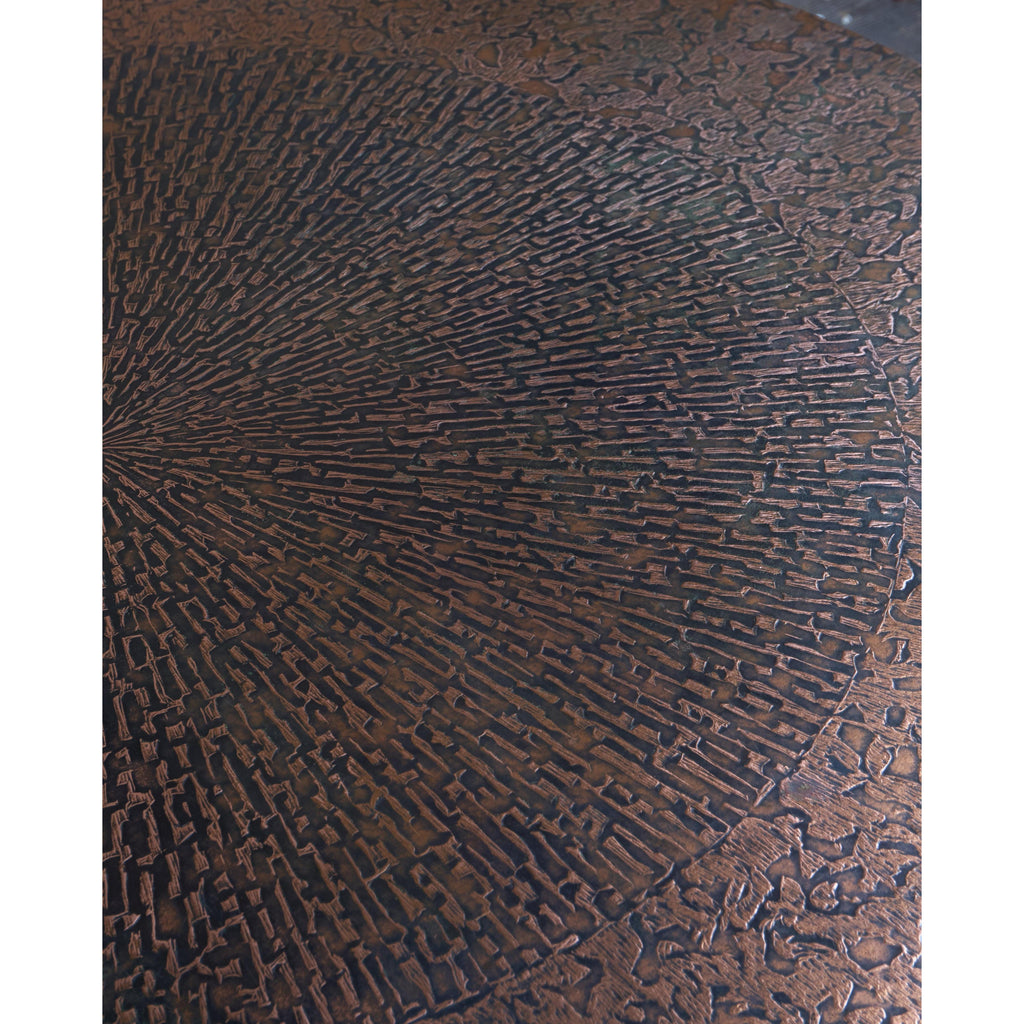 1970s Brutalist Coffee Table - Circular Etched Copper Top-Mid Century Tables-KONTRAST