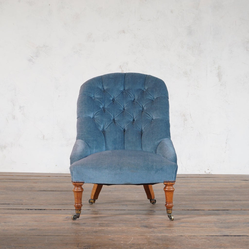 19th Century Slipper Chair - Blue velvet-KONTRAST