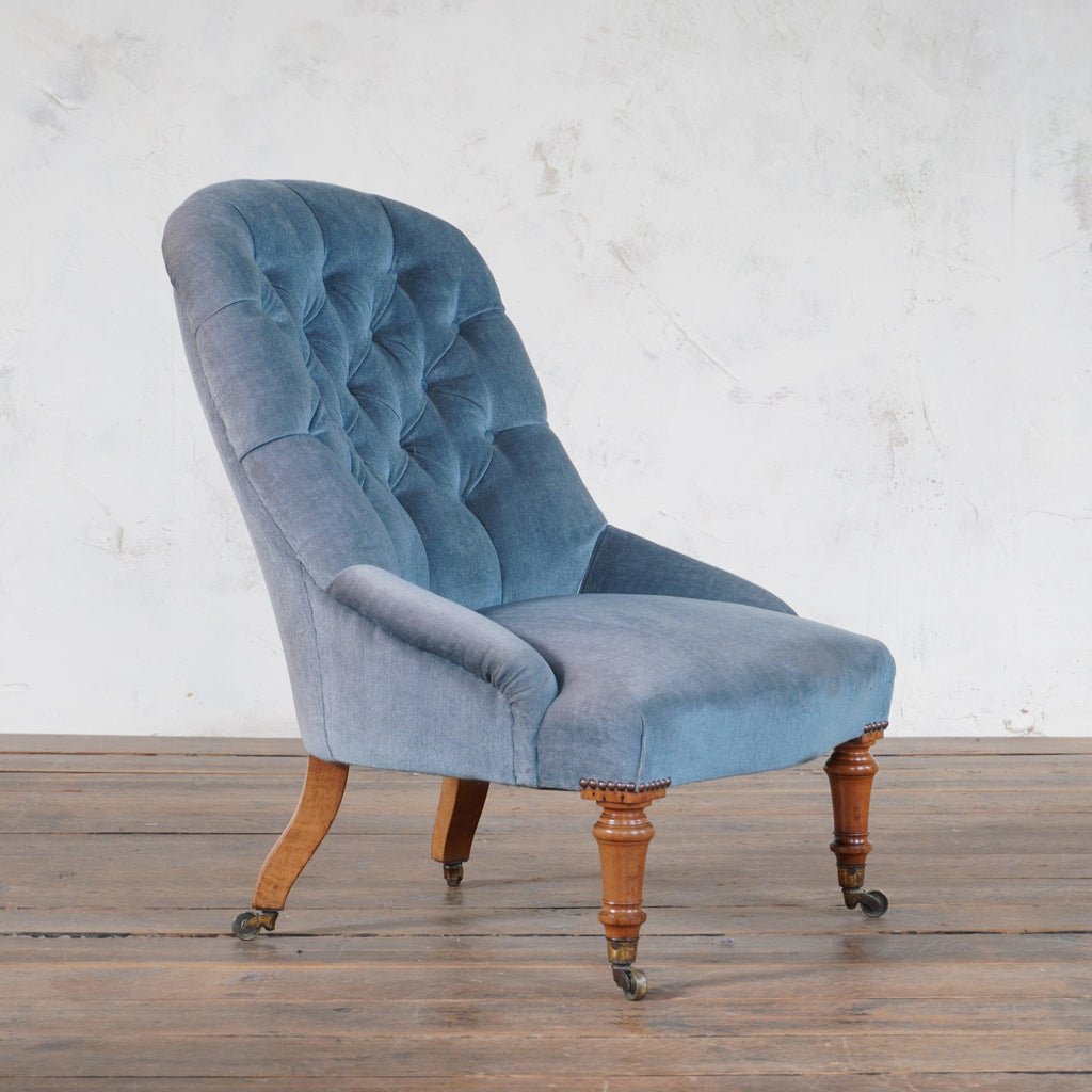 19th Century Slipper Chair - Blue velvet-KONTRAST