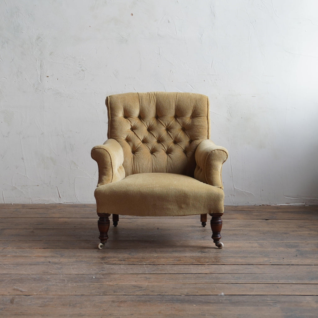 Antique Armchair - Mustard Draylon-Antique Seating-KONTRAST