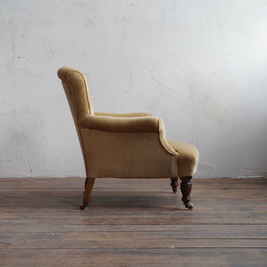 Antique Armchair - Mustard Draylon-Antique Seating-KONTRAST
