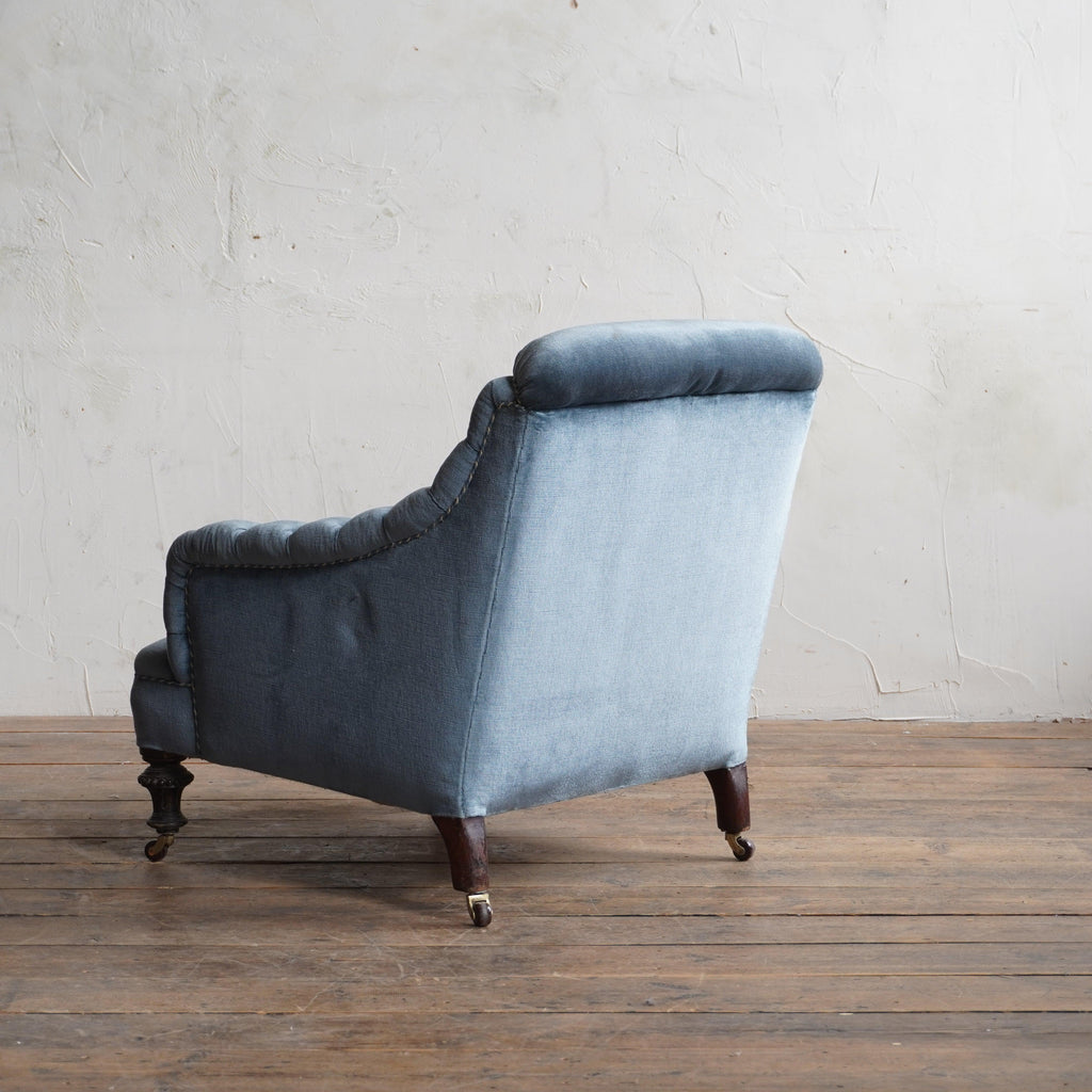 Antique Armchair - blue velvet-Antique Seating-KONTRAST