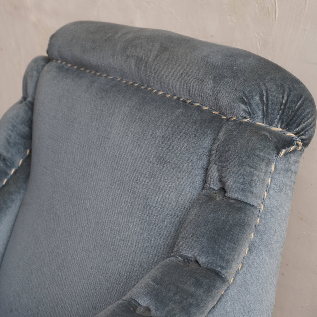 Antique Armchair - blue velvet-Antique Seating-KONTRAST