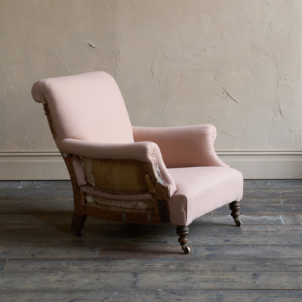 Antique Armchair - blush calico lined-Antique Seating-KONTRAST