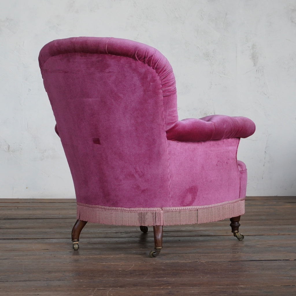 Antique Armchair, deep buttoned, pink velvet 19th Century-Antique Seating-KONTRAST