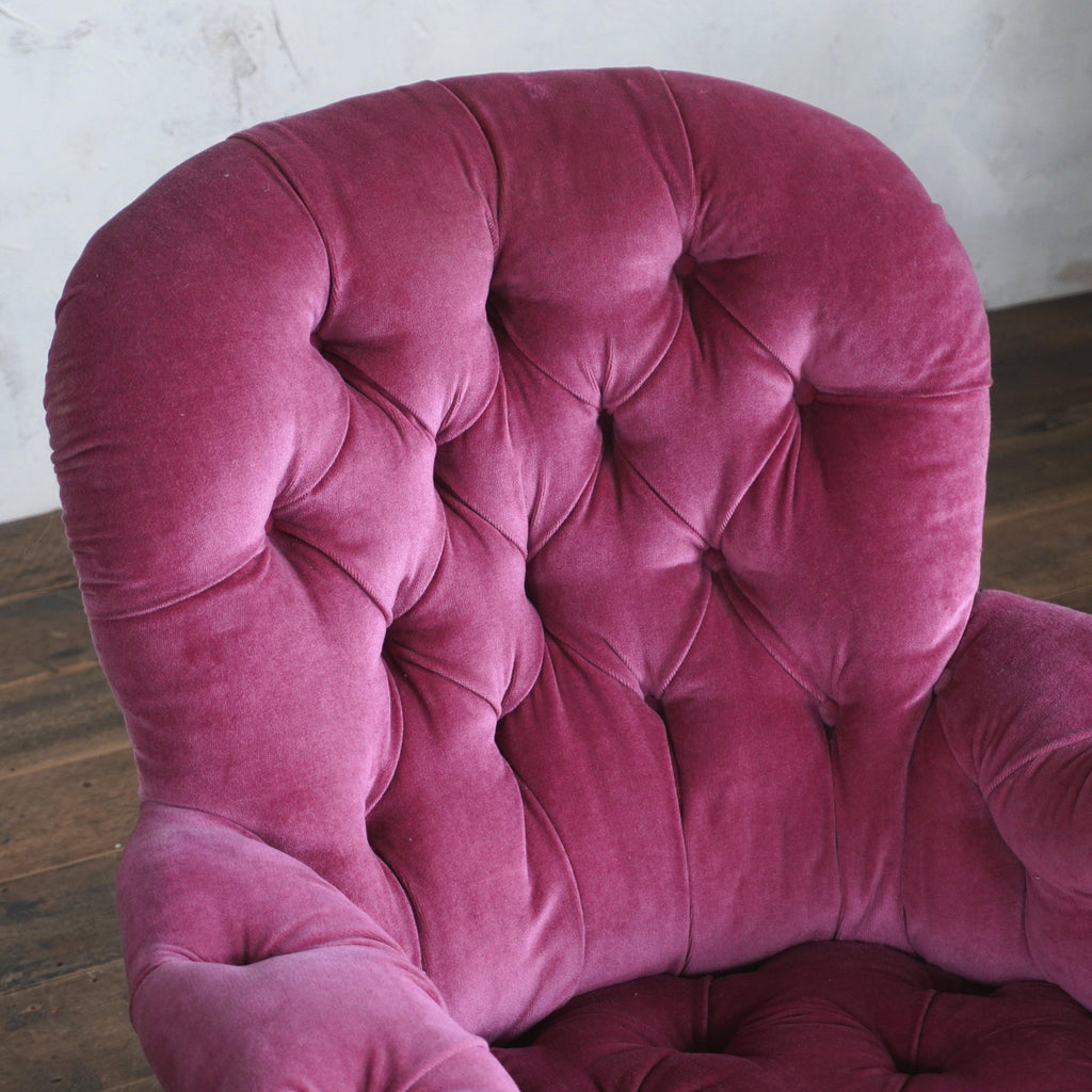 Antique Armchair, deep buttoned, pink velvet 19th Century-Antique Seating-KONTRAST