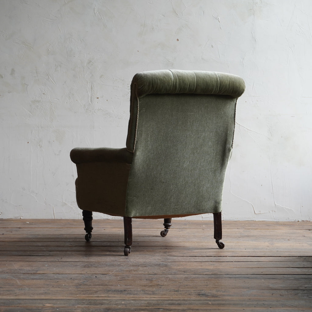 Antique Armchair - green velvet-Antique Seating-KONTRAST