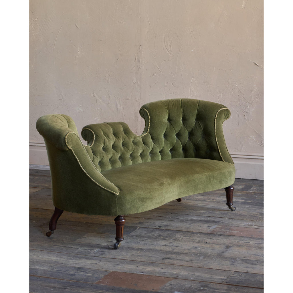 Antique Bedroom Sofa - green velvet-Antique Seating-KONTRAST