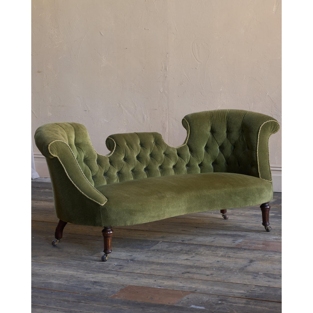Antique Bedroom Sofa - green velvet-Antique Seating-KONTRAST
