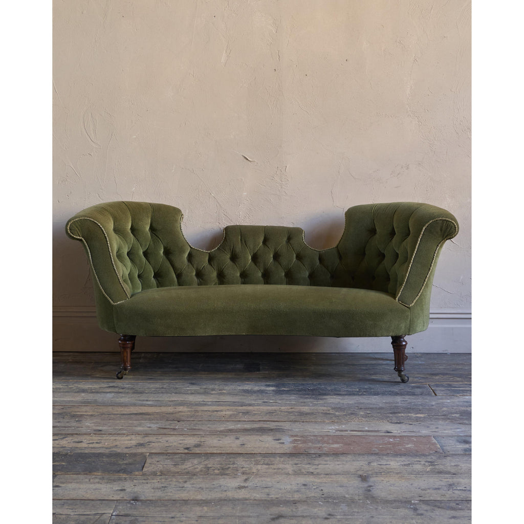 Antique Bedroom Sofa - green velvet-Antique Seating-KONTRAST