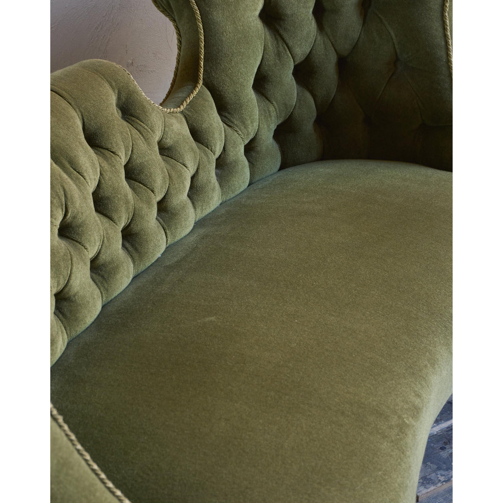 Antique Bedroom Sofa - green velvet-Antique Seating-KONTRAST