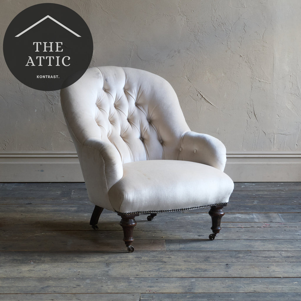 Antique Button Back Tub Chair-Antique Seating-KONTRAST