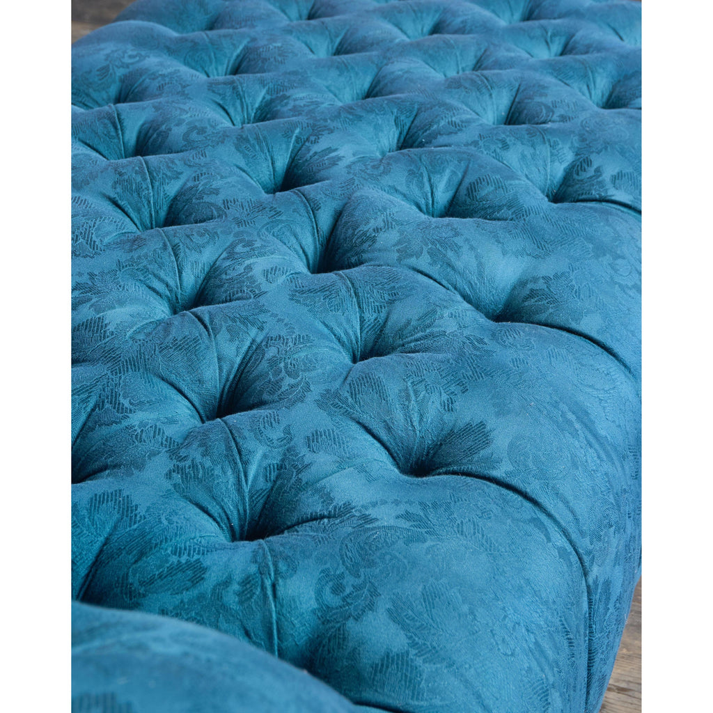 Antique Chaise Longue - blue damask-Antique Seating-KONTRAST