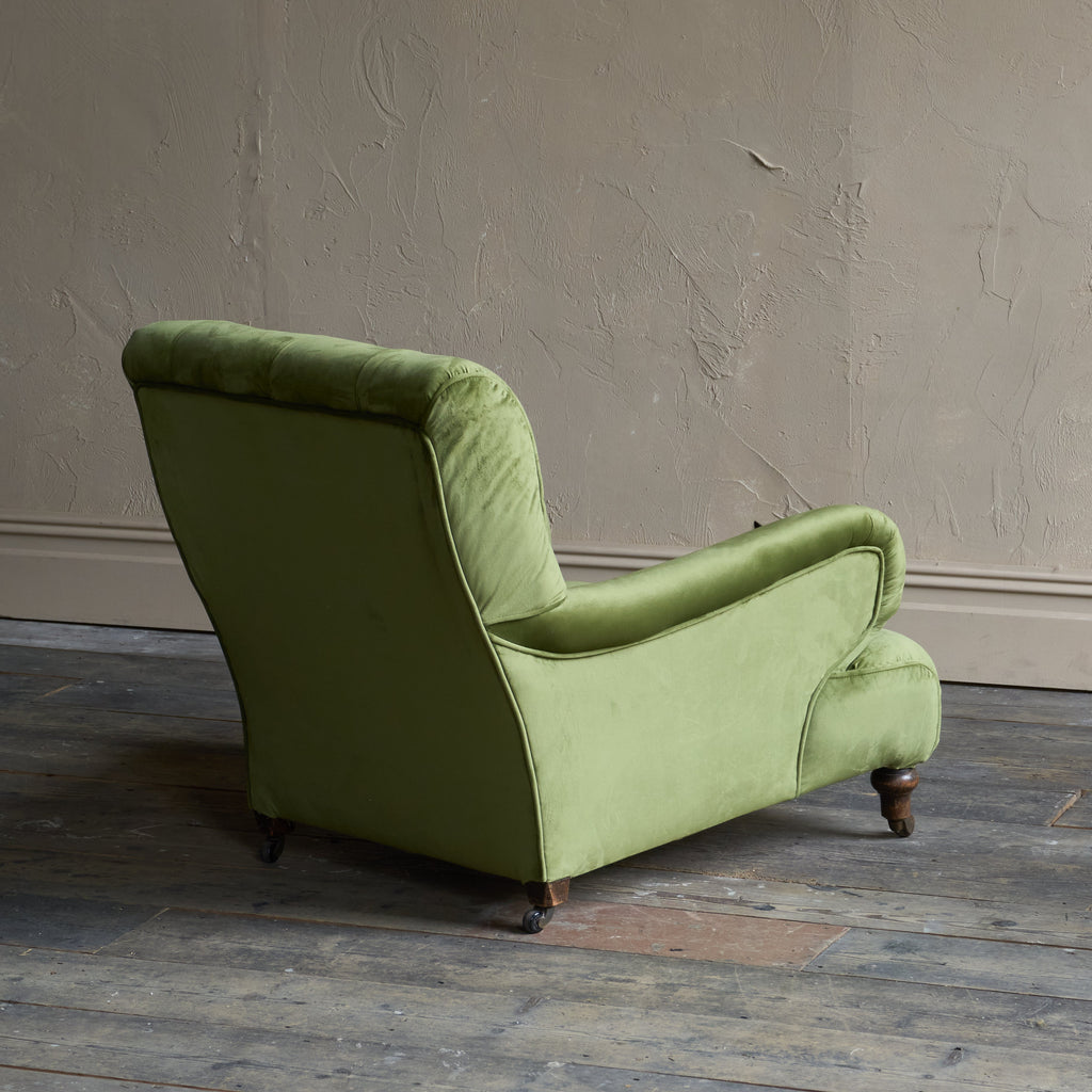 Antique Howard Style Armchair - green velvet-Antique Seating-KONTRAST