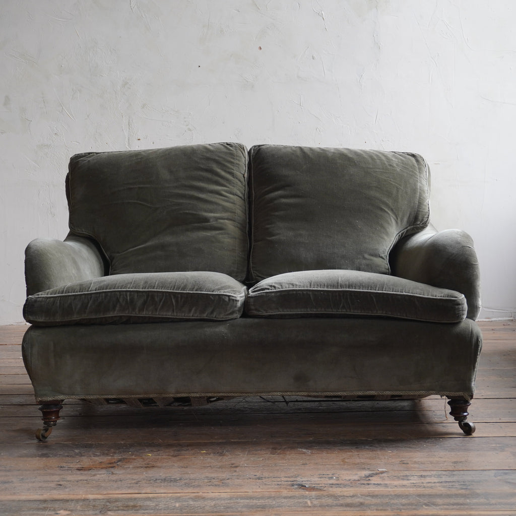 Antique Howard Style Sofa - Green Velvet-Antique Seating-KONTRAST