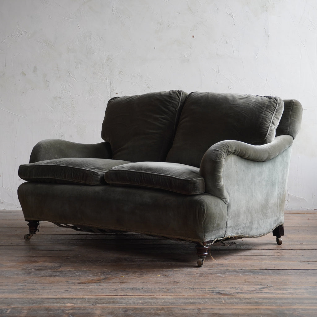 Antique Howard Style Sofa - Green Velvet-Antique Seating-KONTRAST