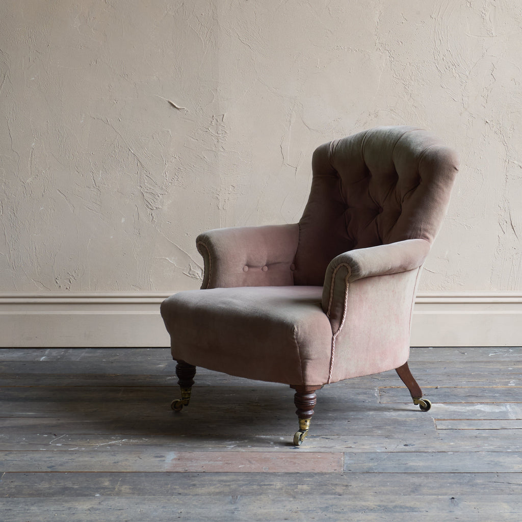 Antique Howard and Sons Armchair - Taupe Velvet-KONTRAST