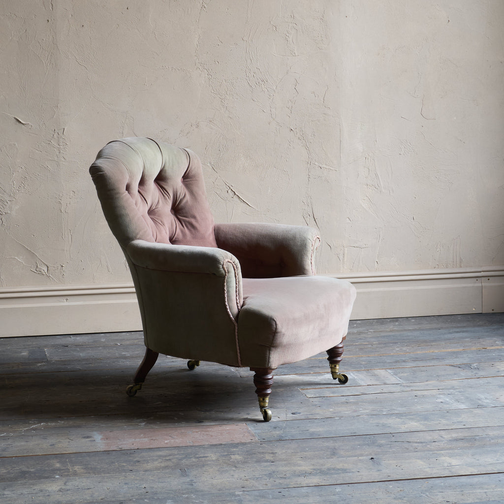 Antique Howard and Sons Armchair - Taupe Velvet-KONTRAST