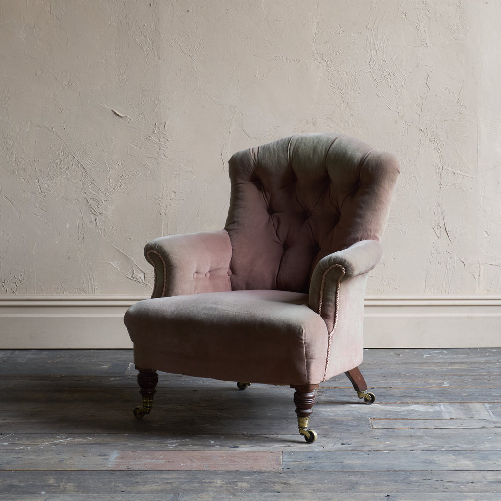 Antique Howard and Sons Armchair - Taupe Velvet-KONTRAST