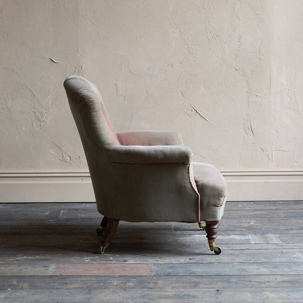 Antique Howard and Sons Armchair - Taupe Velvet-KONTRAST