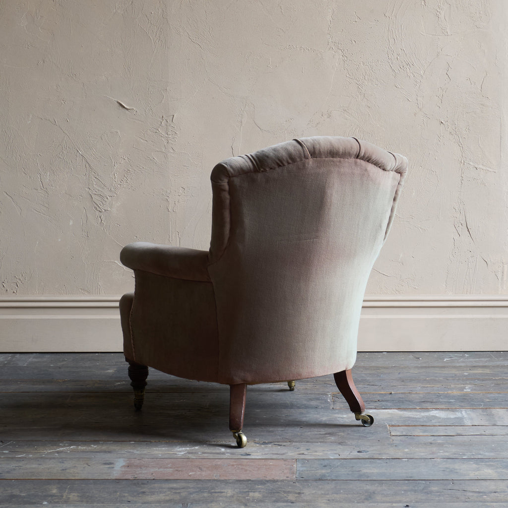 Antique Howard and Sons Armchair - Taupe Velvet-KONTRAST