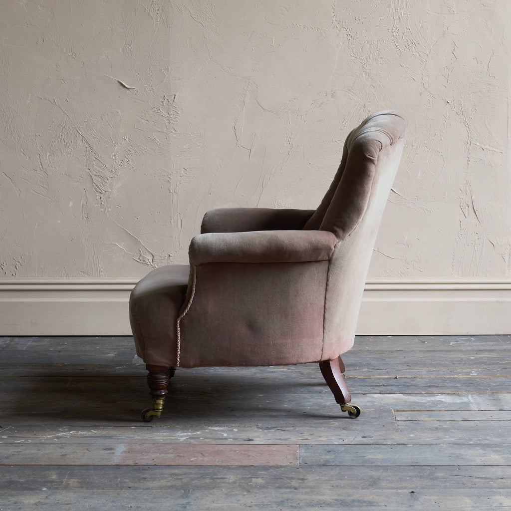 Antique Howard and Sons Armchair - Taupe Velvet-KONTRAST