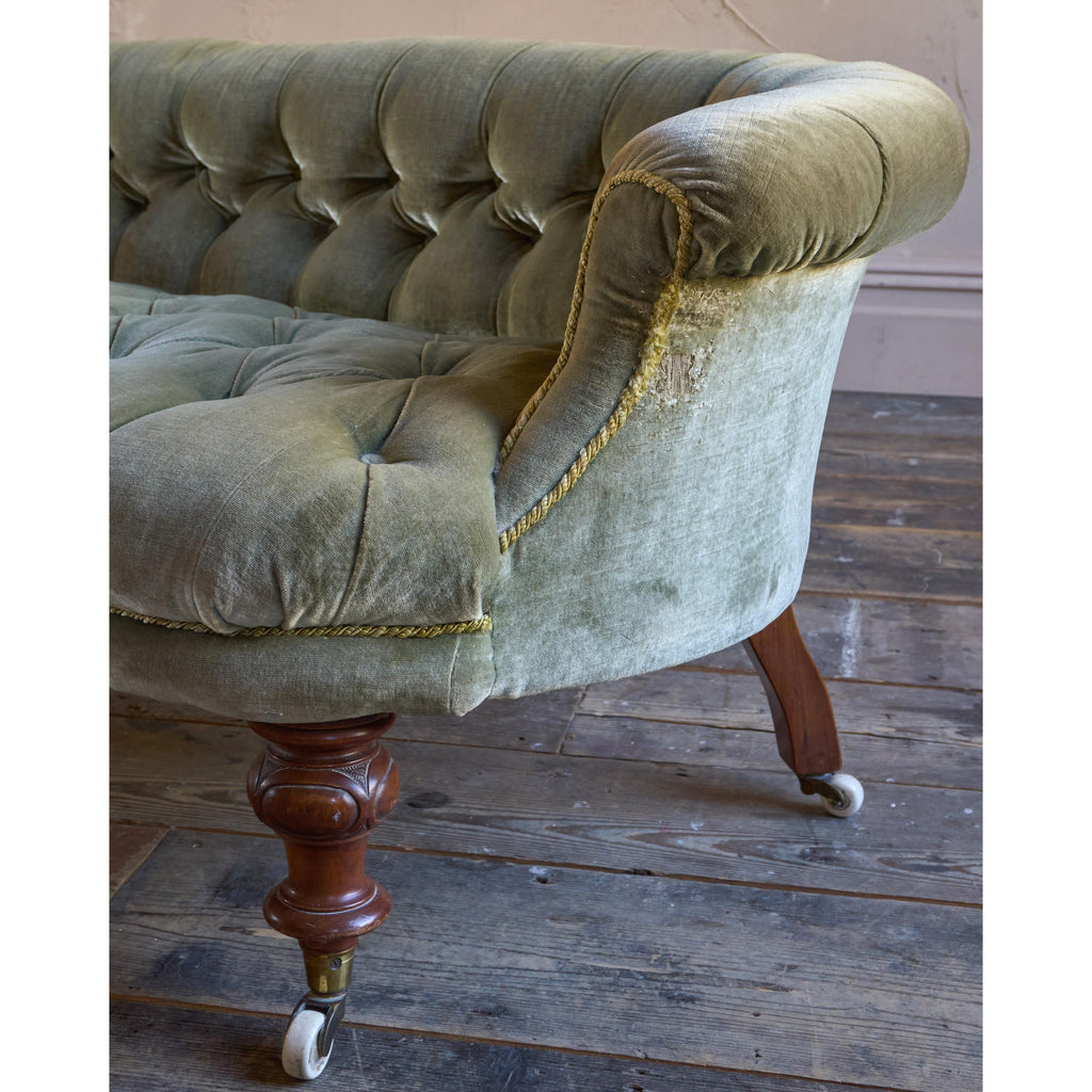 Antique Kidney Sofa - Green Velvet-Antique Seating-KONTRAST
