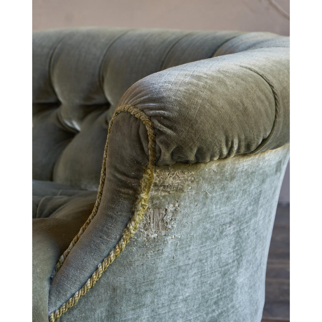 Antique Kidney Sofa - Green Velvet-Antique Seating-KONTRAST