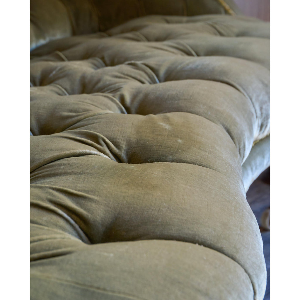 Antique Kidney Sofa - Green Velvet-Antique Seating-KONTRAST