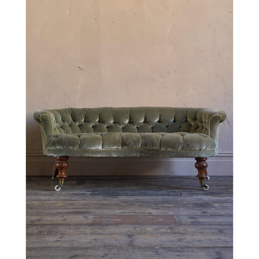 Antique Kidney Sofa - Green Velvet-Antique Seating-KONTRAST