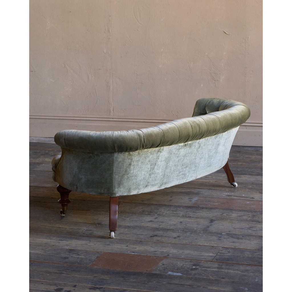 Antique Kidney Sofa - Green Velvet-Antique Seating-KONTRAST
