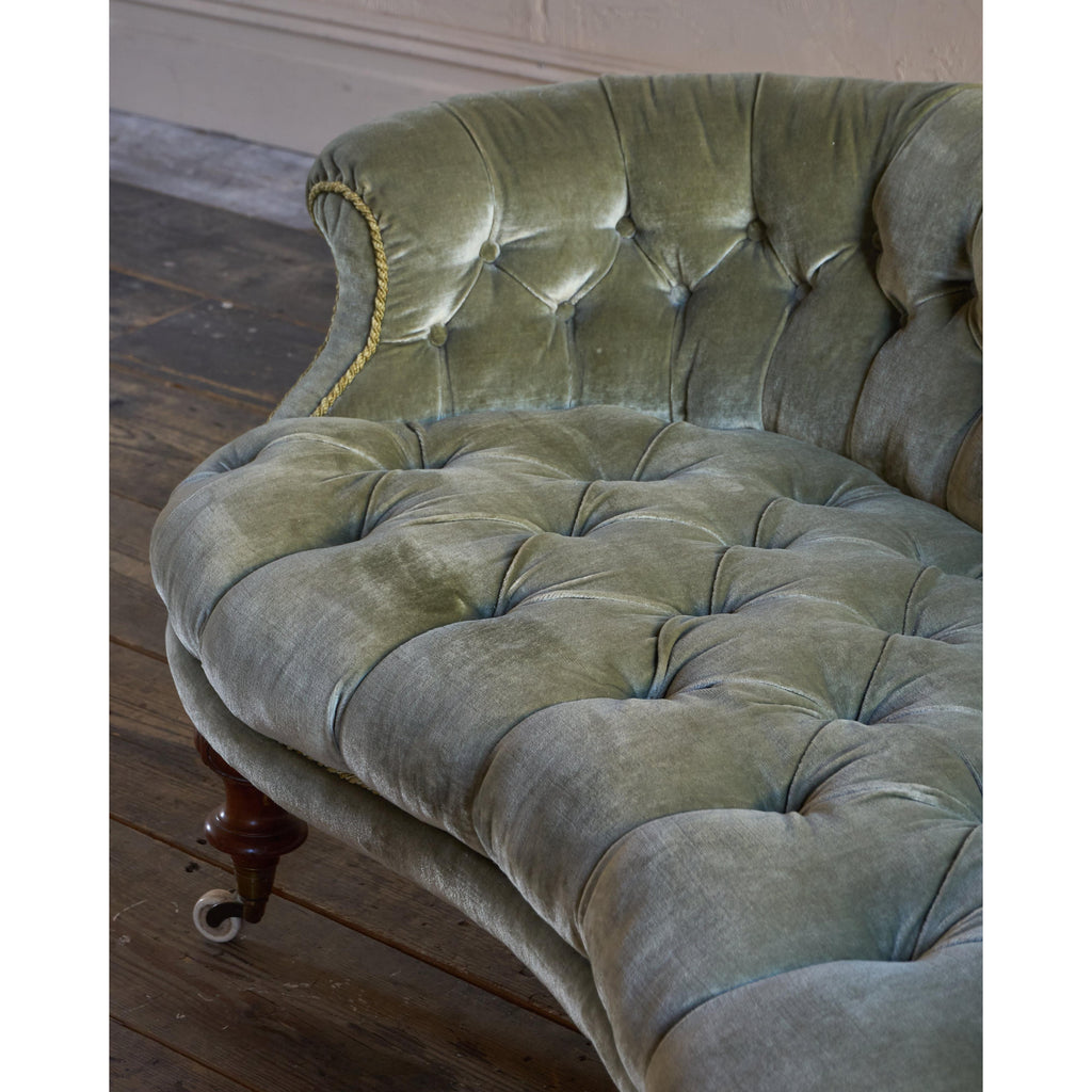 Antique Kidney Sofa - Green Velvet-Antique Seating-KONTRAST