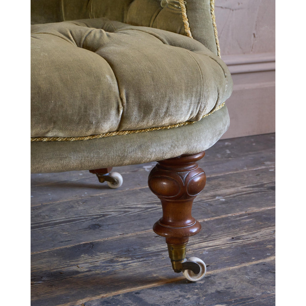 Antique Kidney Sofa - Green Velvet-Antique Seating-KONTRAST
