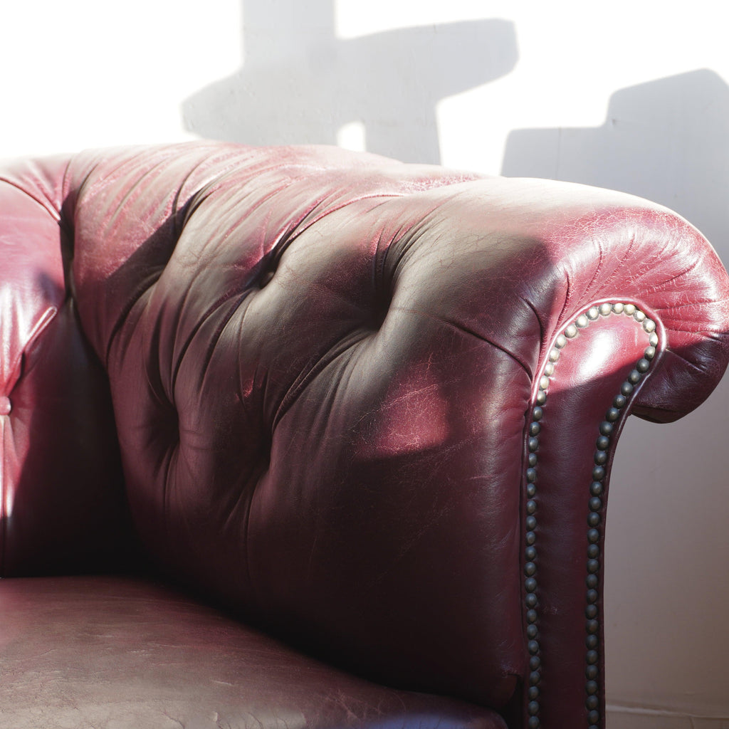 Antique Leather Chesterfield Sofa - burgundy-KONTRAST