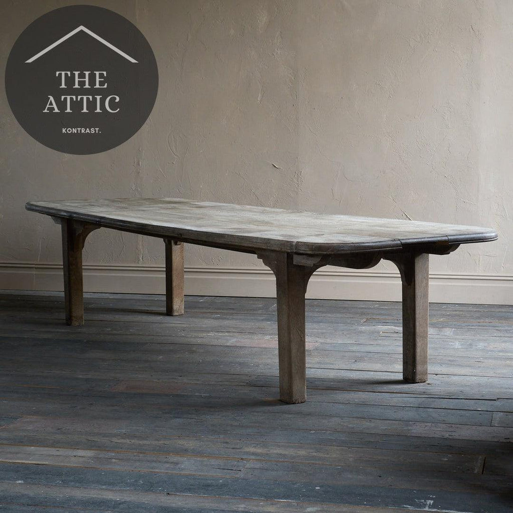 Antique Oak Table, Weathered Grey-Antique Tables-KONTRAST