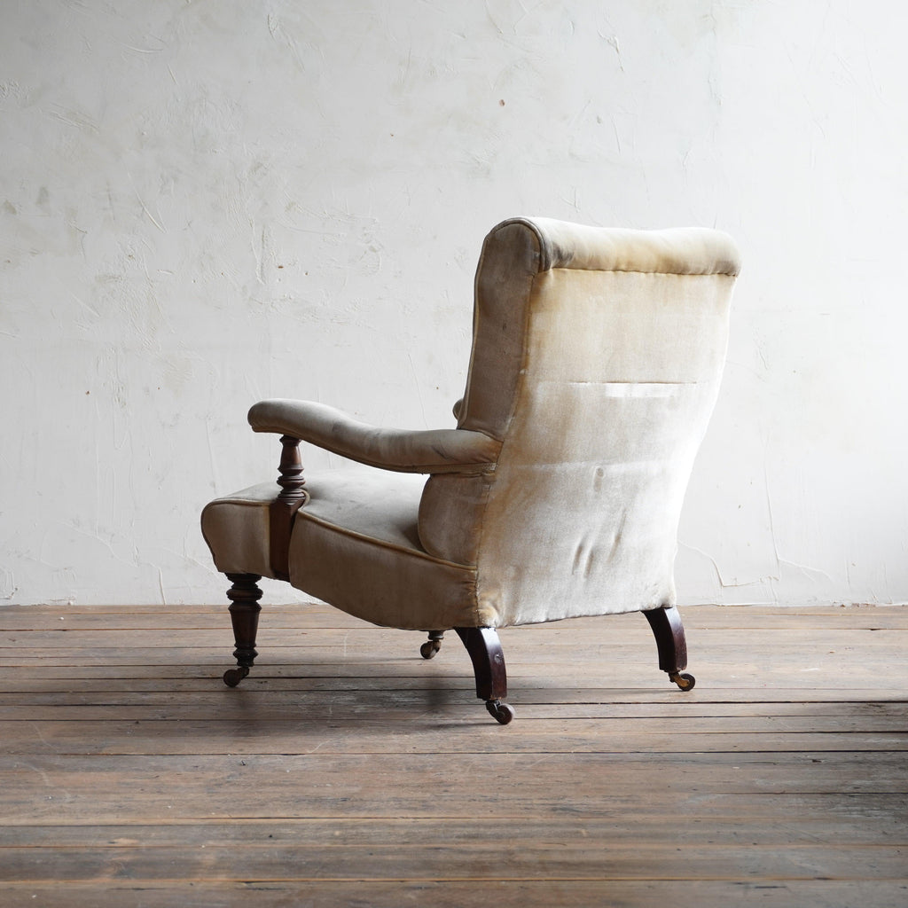 Antique Open Armchair - Velvet-Antique Seating-KONTRAST