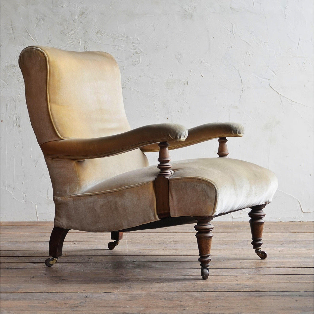 Antique Open Armchair - Velvet-Antique Seating-KONTRAST