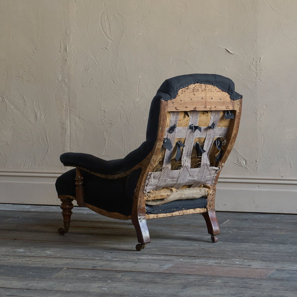 Antique Open Armchair - black calico-Antique Seating-KONTRAST