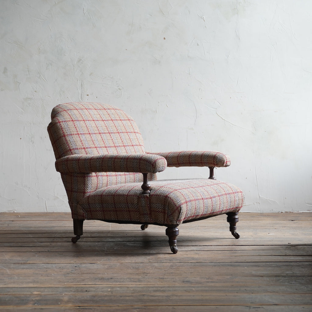 Antique Open Armchair - burberry style tartan-KONTRAST