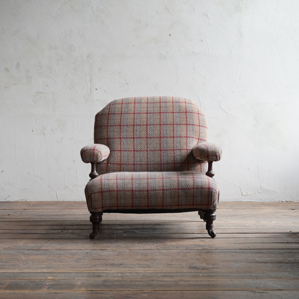 Antique Open Armchair - burberry style tartan-KONTRAST