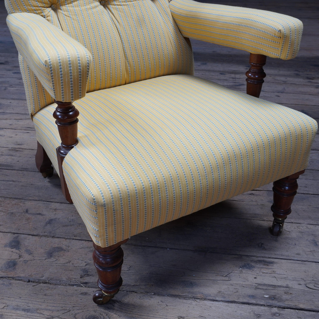 Antique Open Armchair by Gillows of Lancaster - yellow-Antique Seating-KONTRAST