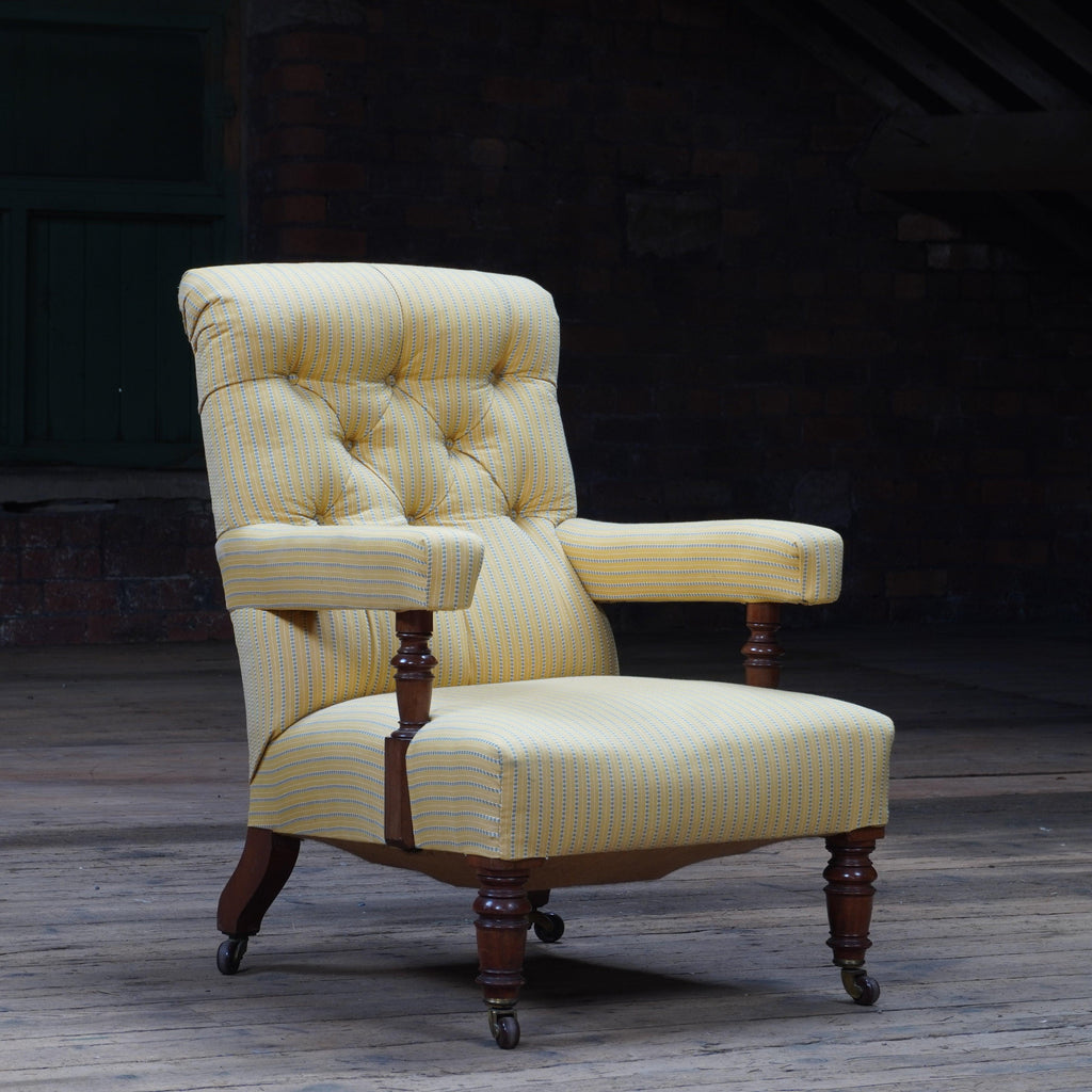 Antique Open Armchair by Gillows of Lancaster - yellow-Antique Seating-KONTRAST