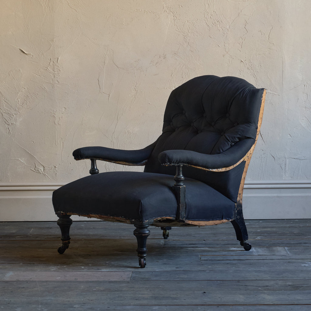 Antique Open Armchair - ebonised legs-Antique Seating-KONTRAST