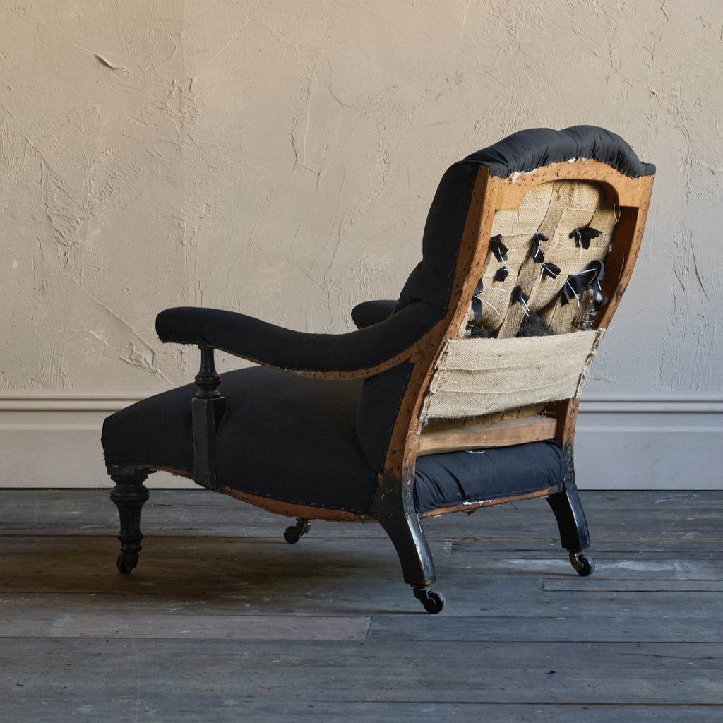 Antique Open Armchair - ebonised legs-Antique Seating-KONTRAST