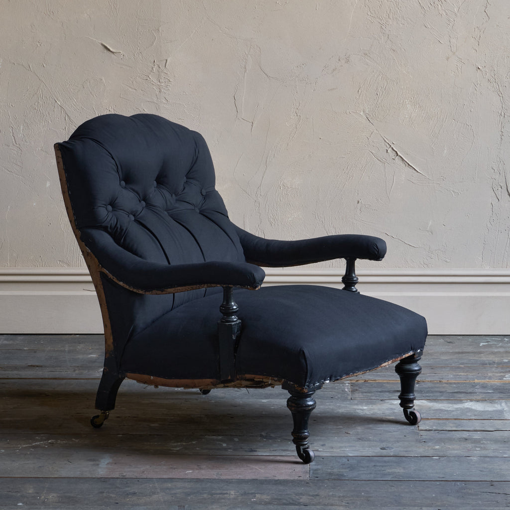 Antique Open Armchair - ebonised legs-Antique Seating-KONTRAST