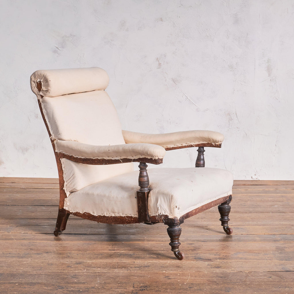 Antique Open Armchairs with bolster head - matched pair-KONTRAST