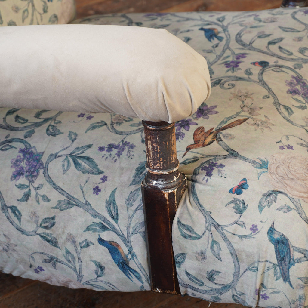 Antique Open armchair - floral bird print velvet.-KONTRAST